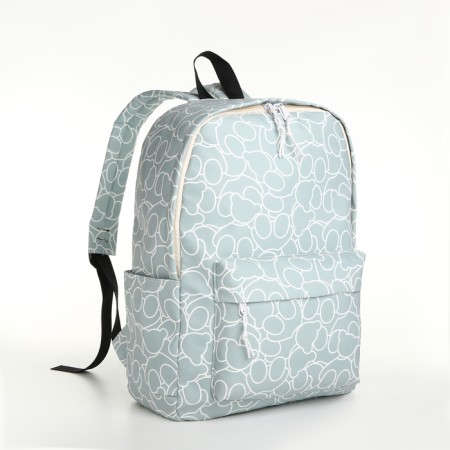 School backpack on lightning from textiles, 3 pockets, blue color-2