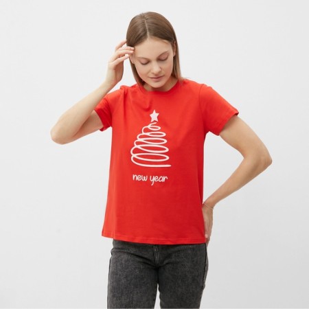Women's T -shirt "Christmas tree", red color, size 50-1