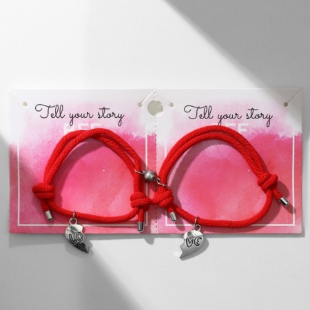 Bracelets "Demetrons" on magnets, heart, color red-1