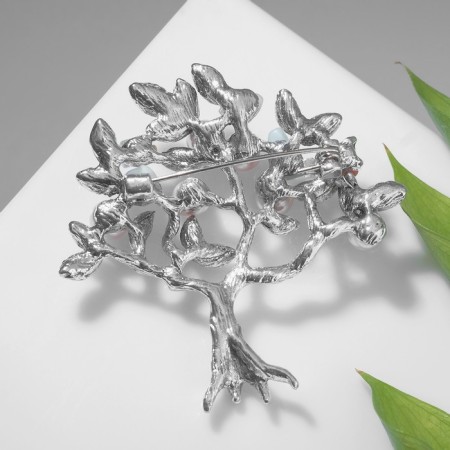 Brooch "Wood" with fruits, colored in black silver-1