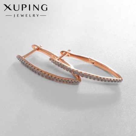 Earrings with rhinestones Xuping harp, path, white color in pink gold