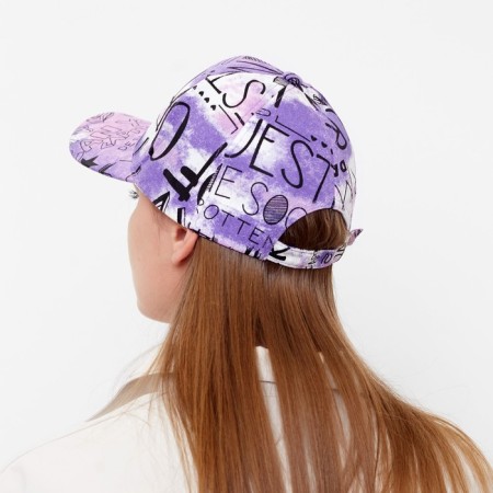 Menku cap with inscriptions, lilac color, rr 58-4