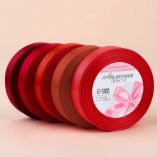 A set of satin ribbons, 5 pcs, size 1 tape: 20 mm × 23 ± 1 m, color red spectrum