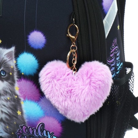 School backpack 38 x 30 x 16 cm, ergonomic back, stavia "kitten in cannons", black-8