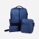 Set of men's backpack on a zipper with USB, external pocket, cosmetic bag, bag, blue color