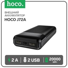 External battery Hoco J72A, Li -Pol, 20,000 mAh, Microusb/Type -C - 2 A, 2 USB - 2 A, black