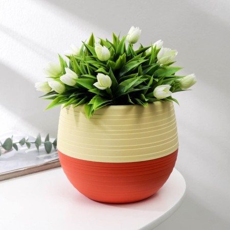 Pot for flowers Petroplast "Japan", 1.2 l, color beige-corral