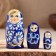 Matryoshka "Marina", blue-white dress, 3 puppet. 9-11 cm