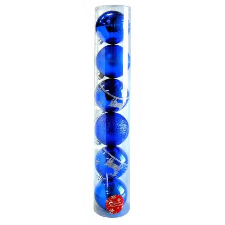 Set of balls plastic D-8 cm, 6 pcs "Proud deer" Blue-1