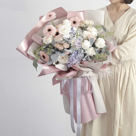 Matte film for flowers, bilateral, "marshmallow", burgundy-beige, 57 cm x 5 m-5