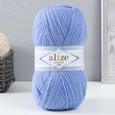 Yarn "Lanagold 800" 49% wool, 51% acrylic 730m/100g (40 blue)