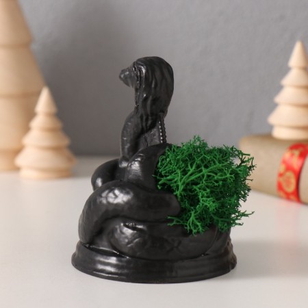 Souvenir "Snake Glikon" with moss 6.5*8.5*3 cm black (moss is green stabil)-2