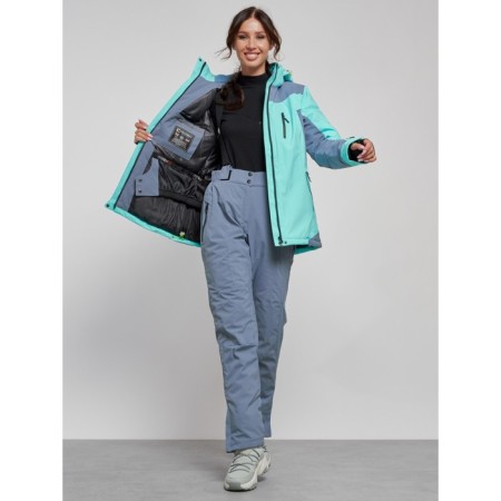 Ski costume female winter, size 42, turquoise color-10