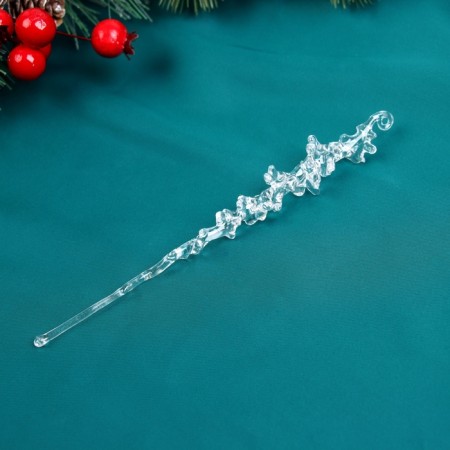 Christmas tree decoration "icicle with drops" (set of 3 pcs) 14.5x1 cm, transparent-1