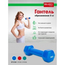 Rubberized dumbbells Bradex SF 0164, blue, 3 kg