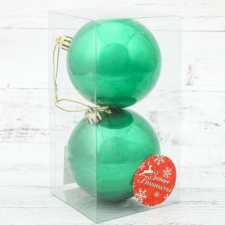 Set of balls plastic D-8 cm, 2 pcs "gloss" green-1