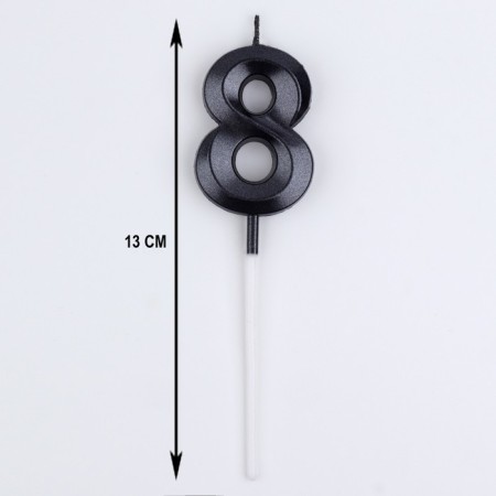 Candle in the cake on the skewer "Fine", the number "8", black, 5 cm-5