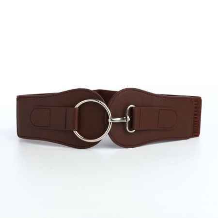 Women's belt, width 8.5 cm, metal buckle, brown color-3