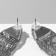Hanging earrings with grace rhinestones large triangle, white color in silver, 11 cm
