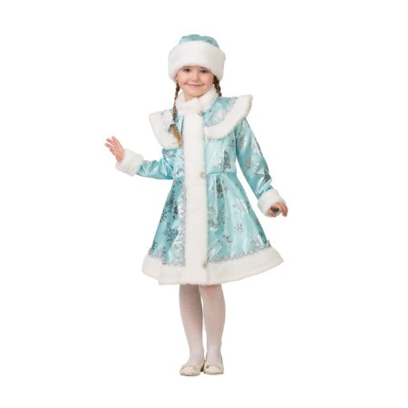 Carnival costume "Snow Maiden Satin turquoise snowflake", coat, hat r.38, height 146 cm