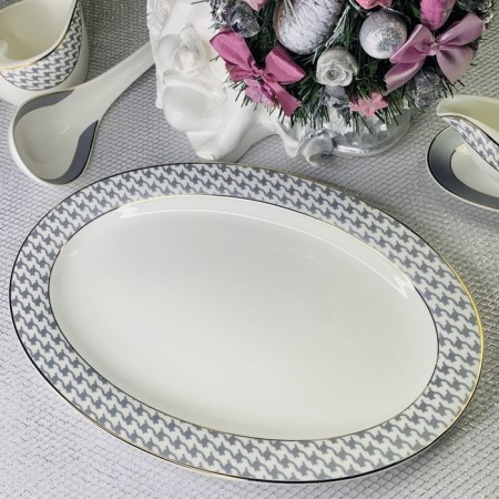Oval dish Lenardi Earl Grey, length 35.5 cm