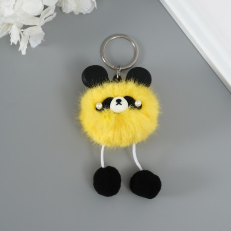 Fluffy on the ring "Panda Modnik" yellow 9x6x6 cm-1