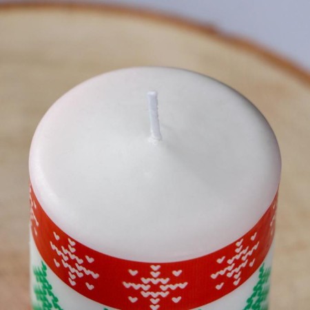 New Year's Candle-Cylinder "Scandinavian patterns. Fir tree", 6x10 cm, 30 hours, 227 g-1