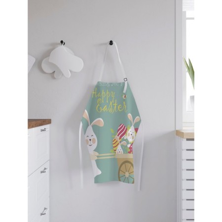 Apron kitchen with a photo print "Easter gifts in a wheelbarrow", adjustable, size OS-1