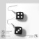 Earrings "Bones" Playing cubes, black and white color in silver