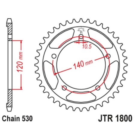 General star JT SPROCKETS JTR1800-43, chain 530, 43 teeth-1