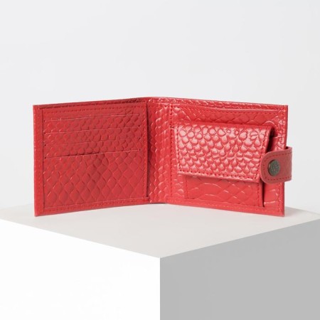Women's wallet on the button, red color-2