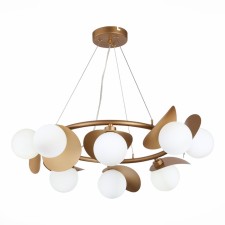 Suspended EVOLUCE lamp. Sle220503-08. Bolzano. 8x5 watts, G9, 4000k, 66x66x30 cm, golden color