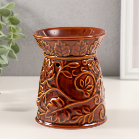 Aroma lamp ceramics "plant pattern" caramel 9.5x9.5x12 cm-1