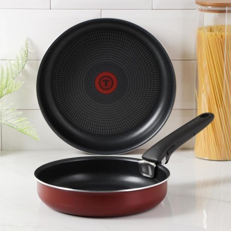 TEFAL Ingenio Red 5, 3 objects set: pans 22 cm, 26 cm, removable handle, burgundy color