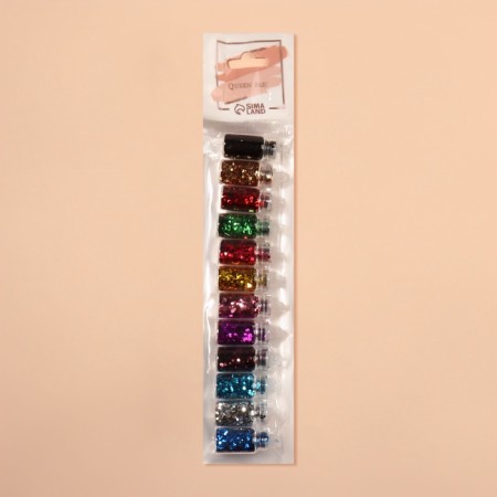 Sparkles for the decor "Shine", a set of 12 bottles, large, multi -colored-3