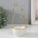 Souvenir ceramics, metal stand "cat" white with gold 9.8x8.3x17.7 cm