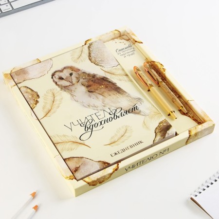 Gift set “Teacher inspires”: A5 diary, 96 sheets and soft-tach handles-14
