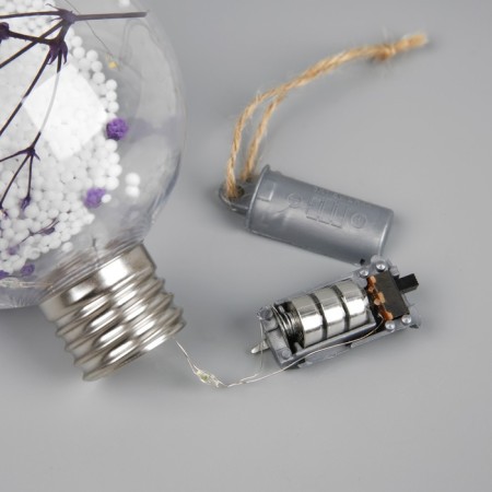 Fir -tree ball "Lilac dry flowers", batteries, 5 LED, glow warm white-4