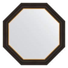 Mirror in a baguette frame, a black tree with gold 71 mm, 74x74 cm