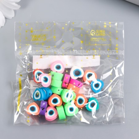 Beads for PVC creativity "Hearts from the evil eye" Color set 25 pcs 0.5x1x1.1 cm-2