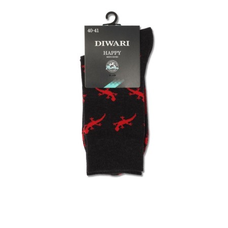 Men's cotton socks diwari happy "lizards", size 27, color black-4