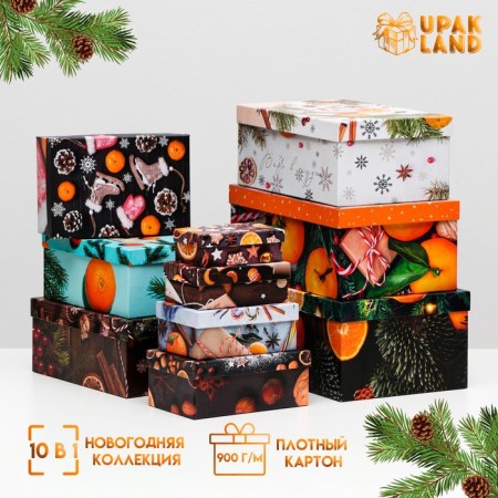 A set of boxes 10 in 1 "Mandarins", 30.5 x 19 x 13 - 12 x 6.5 x 4 cm