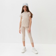 A set for a girl (T -shirt and bicycles) minku, beige color, height 122 cm