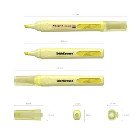 Marker Text Moker Erichkrause Liquid Visioline V-14 Pastel, 0.6-4.0 mm, water-based liquid ink, yellow-1