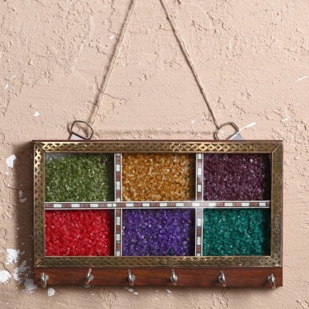 Key "Beauty" wood, metal, textiles, stone, glass, MDF 3x21x12.5 cm-1