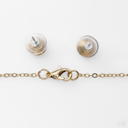 Set 2 objects: earrings, pendant "drops" quartet, green-white color in gold, 48 cm-2