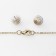 Set 2 objects: earrings, pendant "drops" quartet, green-white color in gold, 48 cm