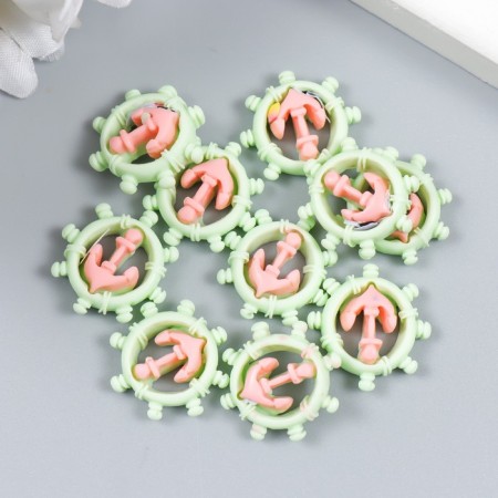 Decor for creativity plastic "Anchor and helm" 1.6x1.5 cm-2