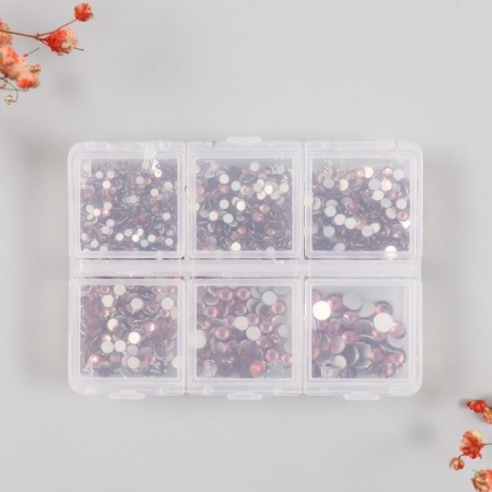 Decor for creativity Glass "Rhinestones. Dark pink" d = 2-4.8 mm nr 1188 pcs 6x8x1.5 cm-4