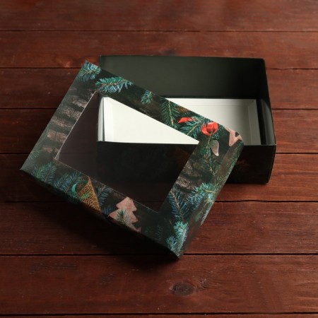 Gift box, with a window, the team "Merry Christmas", 21 x 15 x 7 cm-3